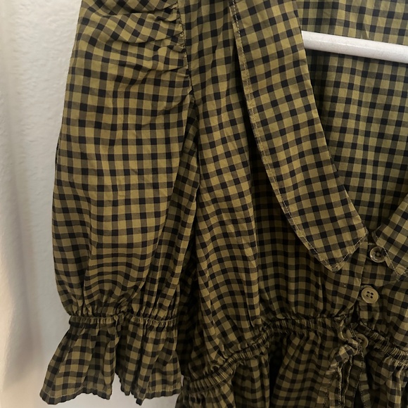Nation LTD Sonja Top - Black and Olive Gingham NWT - Picture 4 of 7